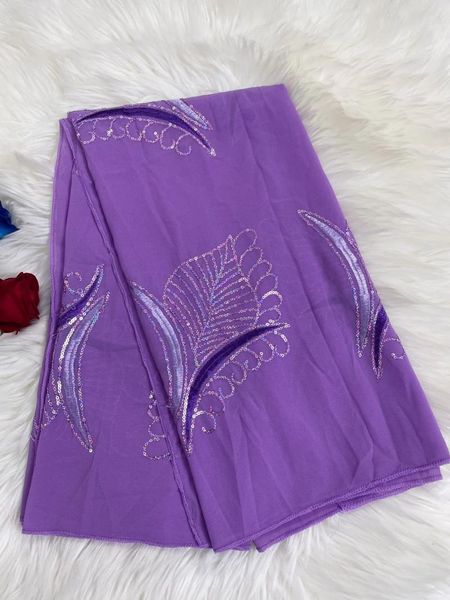 Vêtements ethniques 2024 Femmes musulmanes Hijab Haute Qualité Soft Mousseline Tissu Paillettes Broderie Écharpe Islamique Long Châle Pashmina Foulards Medine