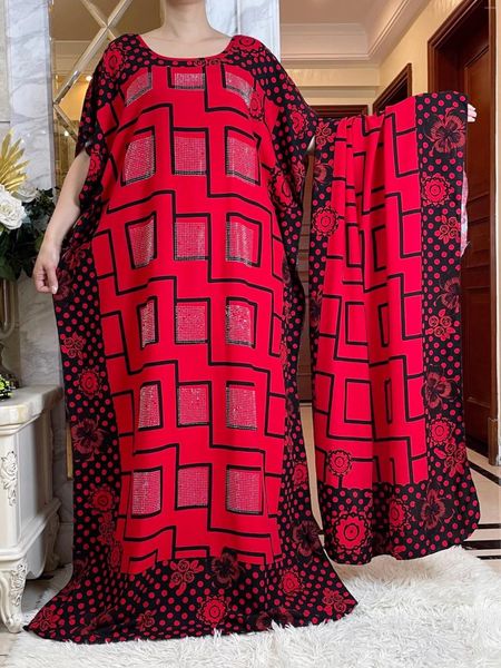 Ropa étnica 2024 Vestidos de algodón de verano con dobladillo grande Manga corta African Dashiki Bordado Abaya Caftan Elegante Lady Dubai Femme Robe