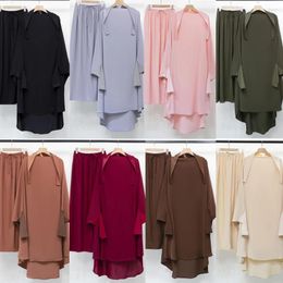 Vêtements ethniques 2pcs Abaya Femmes Musulmanes Longue Khimar Overhead Hijab Maxi Jupe Ensemble Turquie Kaftan Arabe Islam Robe Eid Ramadan Burqa Robe