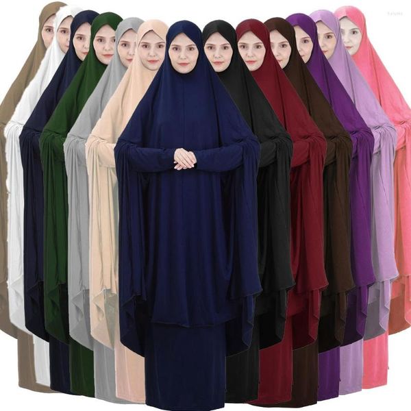 Vêtements ethniques 2 pièces à capuche Khimar jupe femmes musulmanes Abaya Hijab Robe islamique prière vêtement couverture complète caftan Ramadan Eid Burqa Robe