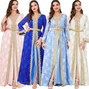 Etnische kleding 2 stks Marokkaanse Kaftan Moslim Vrouwen Avondfeest Jurk Set Islamitische Eid Ramadan Dubai Turkije Abaya Jalabiya Caftan Gewaad