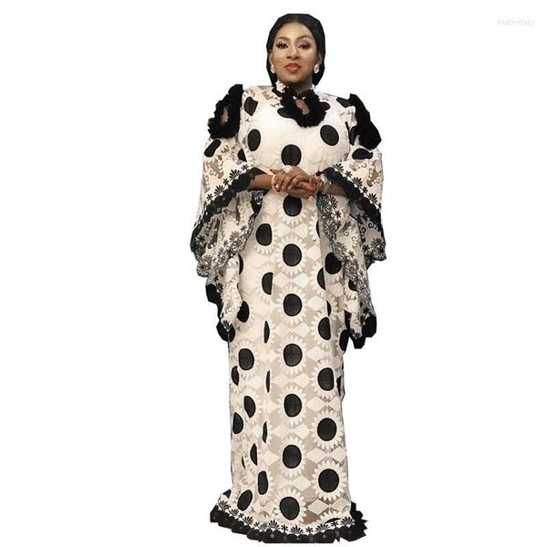 Ropa étnica 2 unids conjunto diseño africano Dashiki vestido bordado encaje malla musulmán Abaya Bazin bata vestidos maxi vestidos Riche Lady Party