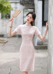 Ropa étnica 3 colores mujeres vintage cheongsam manga corta talla grande vestido trajes de fiesta elegante medio largo qipao s2387 súper calidad