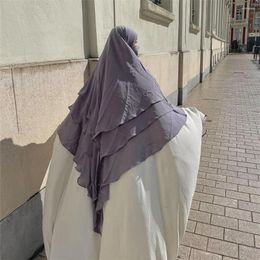 Vêtements ethniques 3 couche Khimar Femmes musulmanes Eid Garment Ramadan Islamic Overhead Burqa Headress Nikab Niqab Abayas Hijab Scarf