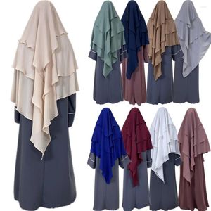 Vêtements ethniques 3 couches Khimar Femmes Musulman Longue Prière Hijab Écharpe Grande Coiffe Burqa Islamique Niqab Nikab Arabe Jilbab Abaya Eid