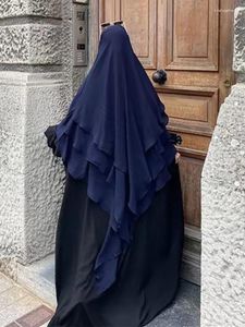 Etnische kleding 3 lagen chiffon lange khimar vrouwen moslim hijab gebed jilbab eid hijaabs hoofddoek sjaal sluier drielaags djellaba niqab