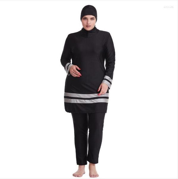 Vêtements Ethniques 3 Pc Grande Taille Maillots De Bain Femmes Bayan Mayo Maillot De Bain Femme Musulmane Islamique Maillot De Bain Burkini Noir Modeste Maillot De Bain