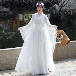 Ropa étnica 3 PCS Juego de mujeres blancas Hanfu Mujeres tradicionales de televisión tradicional china Cosplay Antiguo disfraz de Halloween de Halloween 231212