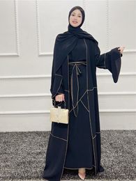 Ropa étnica 3 piezas Abaya Dubai Islam Turquía Bangladesh Musulmán Juegos Hijab Vestido modesto Kaftans para mujeres Conjuntos Femme Musulmans 230529