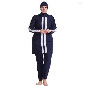 Etnische Kleding 3pc Big Size Badpak Dames Islamitische Bescheiden Badmode Hijab Badpak Zwempak Voor Vrouwen Plus Burkini Moslim Lang