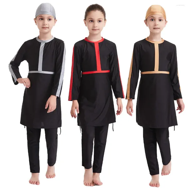 Vêtements ethniques 3pcs filles musulmanes enfants burkini couverture complète de maillot de bain arabe conservateur modeste de baignade islamique de la plage nage