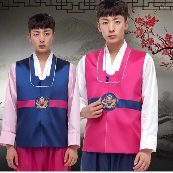 Ropa étnica 4 colores Corea tradicional tradicional satén bordado Hanbok ropa asiática asiática mejorada de cosplay calzadas de rendimiento de cosplay