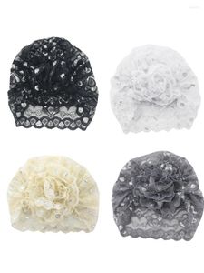 Vêtements ethniques 4 pièces musulman dame Jersey brillant dentelle Hijabs paquet châle femmes arabe islamique Turban fleur couvre-chef Mini écharpe casquette