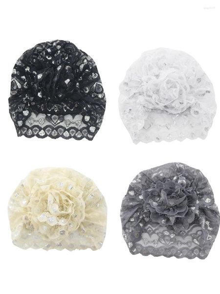 Ropa étnica 4 Uds. Jersey de mujer musulmana encaje brillante Hijabs paquete chal mujeres árabe islámico turbante flor cabeza cubierta Mini bufanda gorra