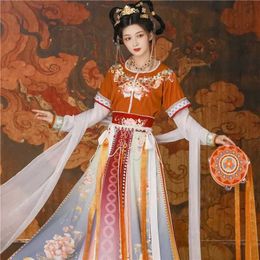 Vêtements ethniques 4 pièces Set Half Arm Tang Tang Costume pour femme Costume de danse ancienne Elegant Princess broderie Hanfu Cosplay Costume