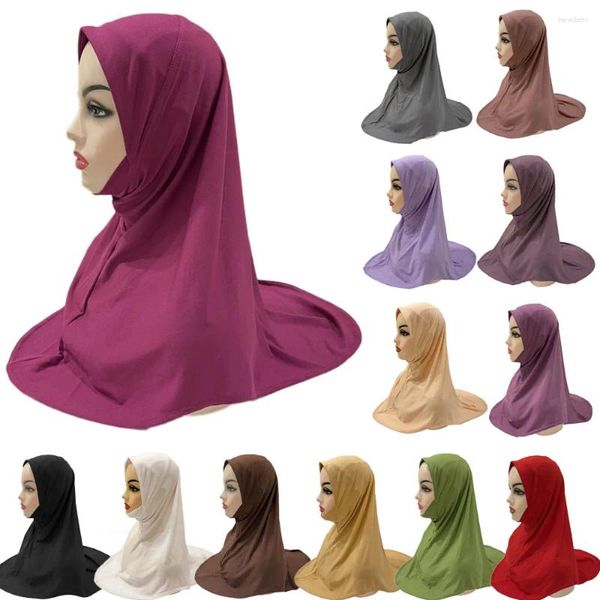 Vêtements ethniques 5-10 ans enfants filles hijab prière musulmane hijabs enfants foulard châles envelopper turban tirer sur prêt à porter chapeau chapeau