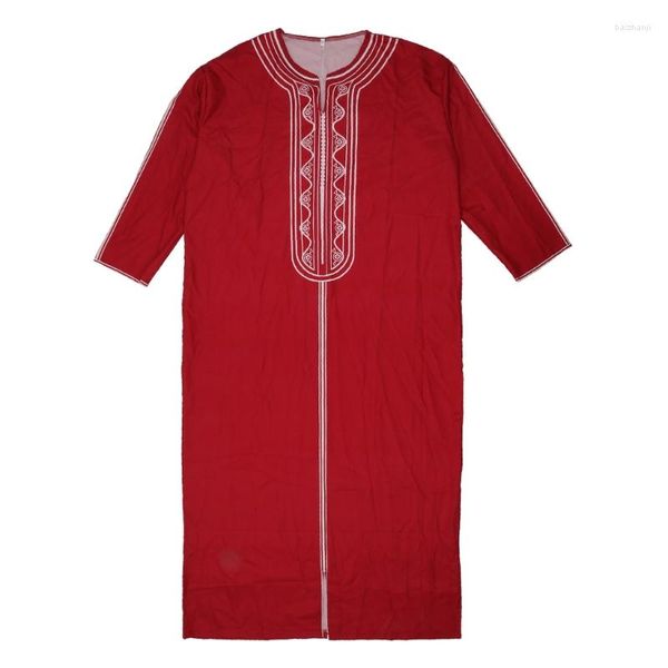 Ropa étnica 517D Islámico Hombres Musulmanes Manga larga Thobe Medio Oriente Arabia Saudita Robe Vestido Vintage Dubai Robes Camisa Traje