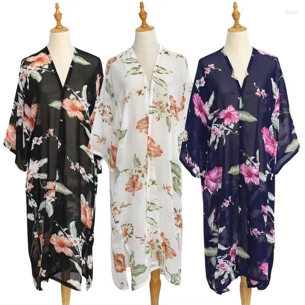 Vêtements ethniques 5Colors Femmes Harajuku Cardigan japonais Kimono Summer Floral Blouse Vêtements de plage Robes chinoises traditionnelles