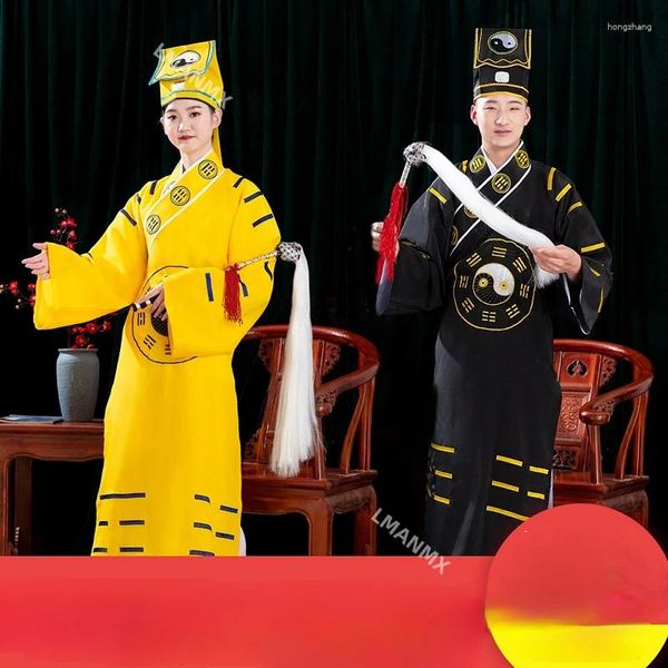 Vêtements ethniques 6 couleurs Robes taoïstes traditionnelles chinoises pour adultes Costumes prêtre maoshan vêtements shaolin tai chi robe avec fouet