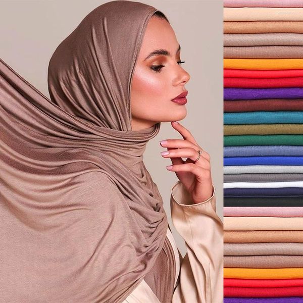 Vêtements ethniques 60x170cm Femmes Musulman Ramadan Mode Modal Coton Jersey Hijab Dames Haute Qualité Plaine Doux Turban Longue Afrique Écharpe