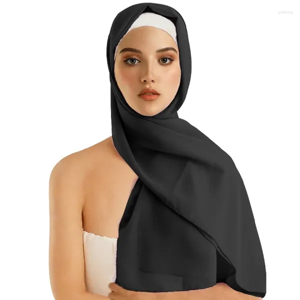 Vêtements ethniques 68 172 cm Musulman Murbe Châchoires Hijab Scarf Femmes Couleur solide Fiffise enveloppe