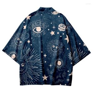 Vêtements ethniques 6XL Blue Print Chemise de style chinois Japonais Traditionnel Haori Kimono Femmes Hommes Plage Yukata Streetwear Cardigan Samurai Tops