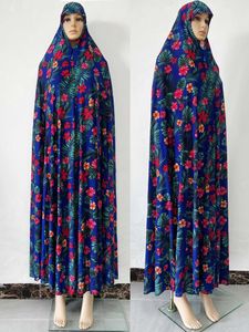 Vêtements ethniques 6xl Musulman Femmes Abaya Africain Slveless Prayer Garment Robe Kaftan With Hijab Floral Dubaï Saudi Robe Ramadan T240510