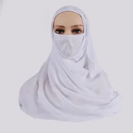 Vêtements ethniques 70 180cm Europe et États-Unis Pearl Mousseline de soie Dames Masqué Turban Musulman Foulard de couleur unie