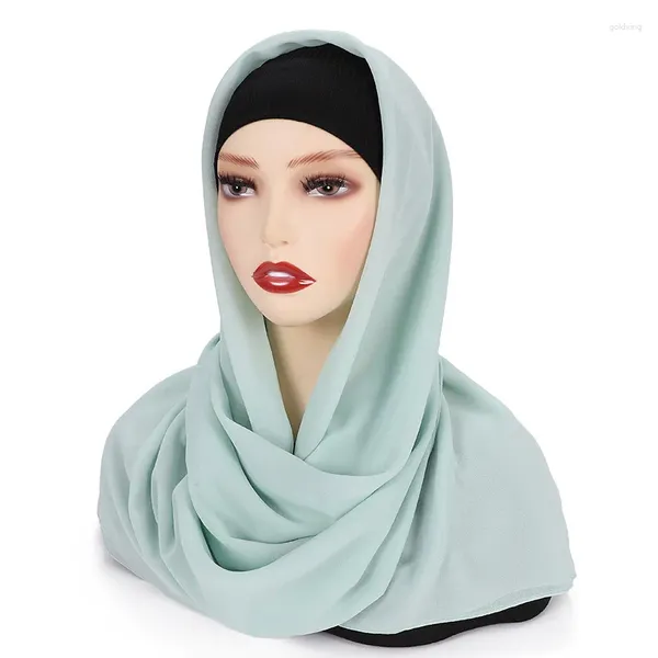 Ropa étnica 70 180 cm musulmán gasa hijab chales bufanda mujeres color sólido cabeza envuelve hijabs bufandas damas foulard femme velo
