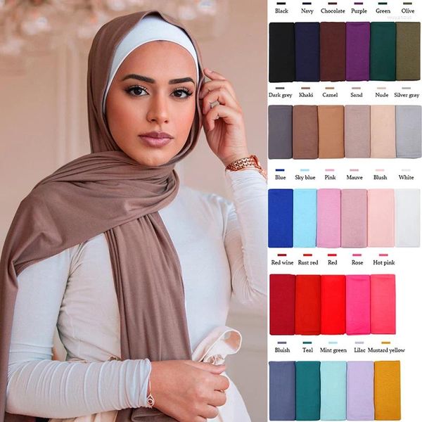 Vêtements ethniques 80 180cm Femmes Musulman Coton Hijab Châles Écharpe Modal Jersey Hijabs Plain Soft Bandeau Islamique Arabe Foulards Chapeaux
