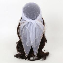 Vêtements ethniques 80 80cm Foulard Femme Fashion Bandana Bufandas Femmes Muslim Hijab Sequin Lace Veil Tulle Scarf Châle Sheer Mesh Headscarf