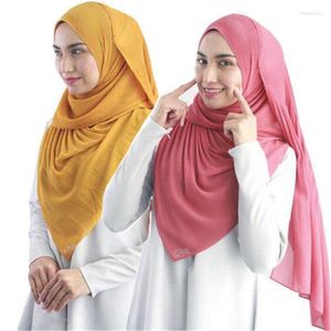 Vêtements ethniques 85 180Cm plaine bulle en mousseline de soie Hijab écharpe pour les femmes couleur unie islamique Bandana Eid musulman Turban en gros
