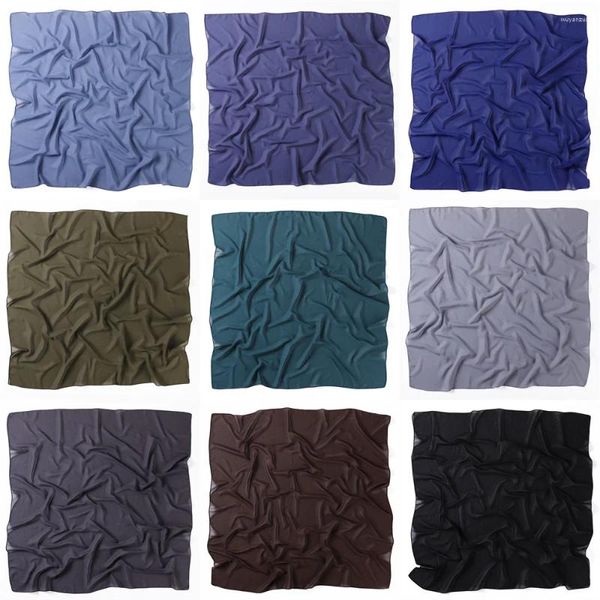 Vêtements ethniques 90 90cm Plain Square Bubble Perle Mousseline de mousseline Châle Femmes Turban Foulards Wrap Bandeau Musulman Hijab Écharpe Bandanas Kerchief