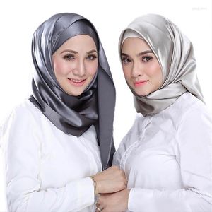 Etnische kleding 90 cm gewone bubble neckerchief hijab sjaal vrouwen satijnen hoofdband haar sjaals moslim vrouwelijke hijabs vierkante sjaal tulbanet