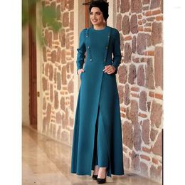 Roupas étnicas 990407003 Muçulmano Vestido de Noite Feminino Banquete Meia-idade Terno de Duas Peças Robe de Adoração