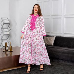 Vêtements ethniques AB174 Jupe musulmane du Moyen-Orient Coton Imprimé Arabe Robe de printemps à manches droites
