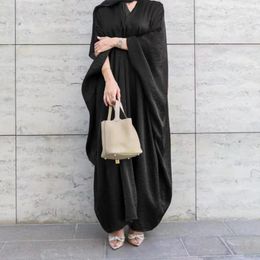 Ethnische Kleidung Abaya Crepe Satin Kimono Muslimische Frau Fledermausärmel Islamische Dubai Türkei Bescheidene Oberbekleidung Ramadan Kaftan (kein Innenteil)