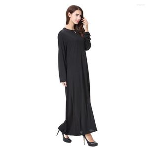 Etnische kleding Abaya Dress Muslim Women Girls Maxi Jalabiya Islamitische gewaad Kaftan Simple Style Black Groothandel