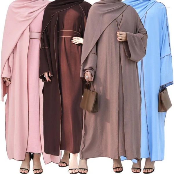 Ropa étnica Abaya Dubai Conjuntos elegantes Modesto Turco Ramadán Eid Vestido de mujer musulmana 3 piezas Medio Oriente Árabe Mujer Caftán Islámico