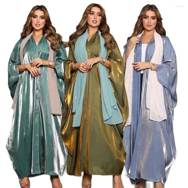 Vêtements ethniques Abaya Dubai Mode et élégante robe pour dames grande balançoire couleur unie à manches longues avec écharpe