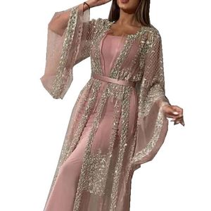 Etnische Kleding Abaya Dubai Moslim Jurk Hoge Klasse Pailletten Borduren Kant Ramadan Kaftan Islam Kimono Vrouwen Turkse Eid Mubarak