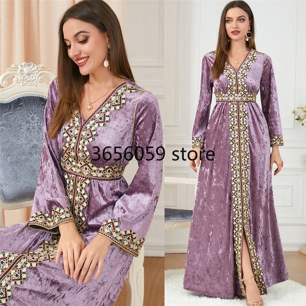 Vêtements ethniques Abaya dubaï turquie mode musulmane velours robe femmes élégantes à manches longues robe de soirée Djellaba Femme islamique 230426