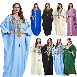 Vêtements ethniques Abaya pour 2024 Femmes musulmanes Sleeve de chauve-souris décontractée Maxi Robe Turquie Robe arabe Ramadan Dubaï Islam Jalabiya Caftan Party Gown