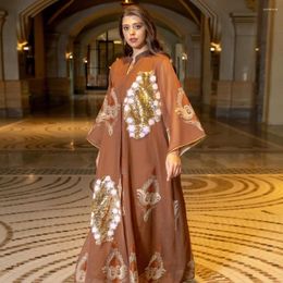 Vêtements ethniques Abaya pour femmes Dubai Ramadan Robe musulmane même robe bureau dame imprimer col montant moyen-orient arabe