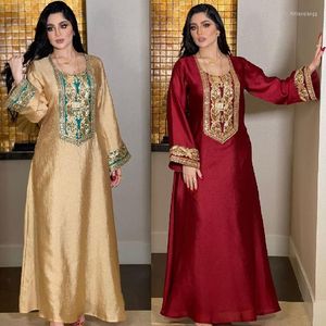 Ropa étnica Abaya para mujer Dubai Turquía Oriente Medio bata vestido de lentejuelas doradas Jalabiya árabe marroquí elegante