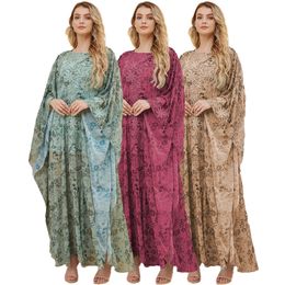 Ethnische Kleidung Abaya für Frauen Marokko Kaftan Arabische Robe Dubai Muslimische Damen Langarm gespleißtes besticktes locker sitzendes Kleid 230613