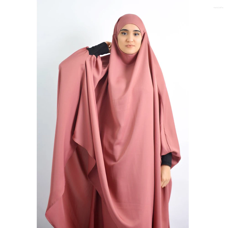 Ethnic Clothing Abaya Full Cover Ramadan Muslim Islamic Prayer Garment Hajj Set 2PCS Arab Robe For Women Middle East Hijab Khimar Dress