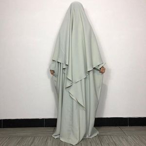  Ropa étnica Abaya Khimar Set Alta calidad Nida Mujeres musulmanas Manga larga Dos piezas Oración Hijab Vestido islámico