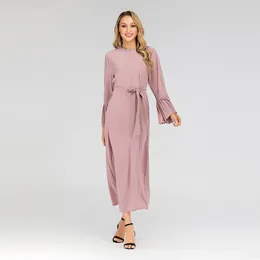 Vêtements ethniques Abaya Middle Eastern Fashion Muslim Muslim Femmes Plus taille ronde Robe à manches plissées minces