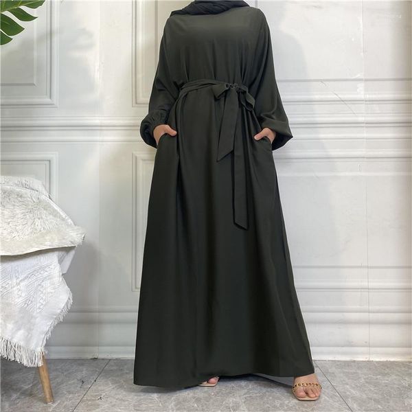 Ropa étnica Abaya musulmán Dubai cremallera trasera mujer vestido largo Casual Color sólido islámico turco modesto prendas de vestir Ramadán Eid